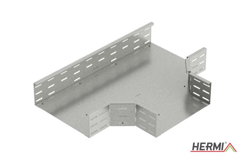 HERMI - T-Stück 100x400 für Kabelrinnen mit Seitenhöhe 100 mm Stahl bandverzinkt