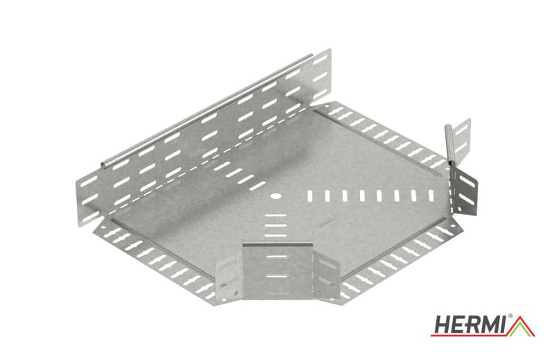 HERMI - T-Stück, 100x600 für Kabelrinnen mit Seitenhöhe 100 mm Stahl feuerverzinkt