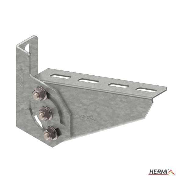 HERMI - Wandausleger, 210 verstellbar 135° f. Kabelrinnen bis Breite 200mm bandverzinkt
