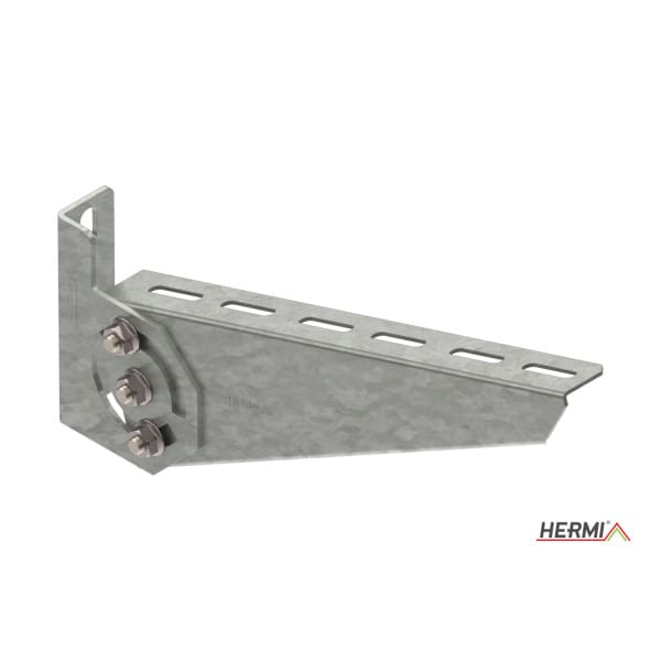 HERMI - Wandausleger, 210 verstellbar 135° f. Kabelrinnen bis Breite 200mm bandverzinkt