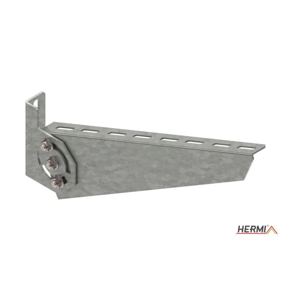 HERMI - Wandausleger, 210 verstellbar 135° f. Kabelrinnen bis Breite 200mm bandverzinkt