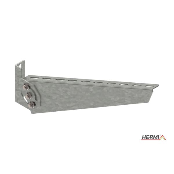 HERMI - Wandausleger, 210 verstellbar 135° f. Kabelrinnen bis Breite 200mm bandverzinkt