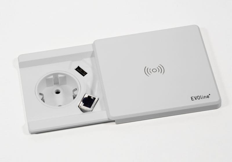 SCHULTE - Square80, VDE, weiß, RJ45-Bu, mit Qi, 3m WST
