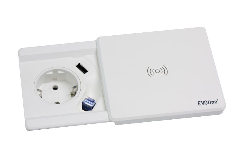 SCHULTE - Square80, VDE, weiß, RJ45-ST, mit Qi, 3m WST