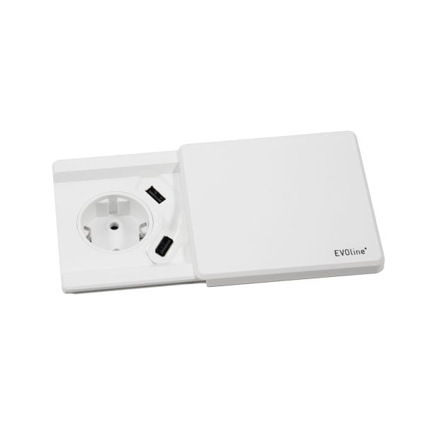 SCHULTE - Square80, VDE, weiß, 2xUSB-Charger, 3m WST