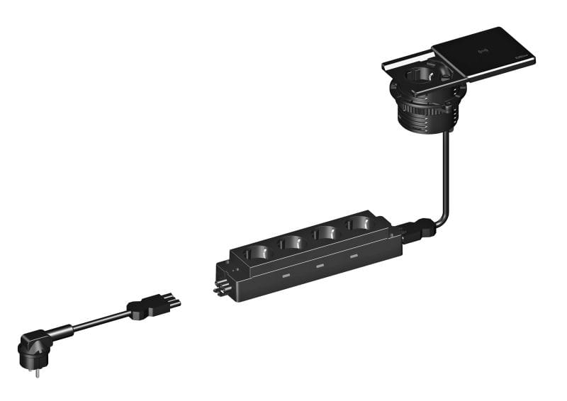SCHULTE - Square80, SET, 4fach Express, mit Qi, 3m WST, sw