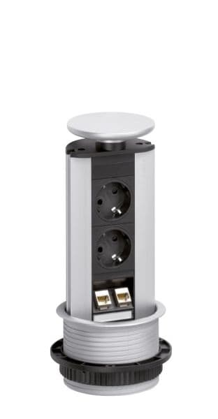 SCHULTE - PortDATA, 2VDE, 2RJ45, si, Deckel si lack.