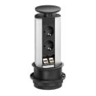 SCHULTE - PortDATA, 2VDE, 2RJ45, si, Deckel sw lack.