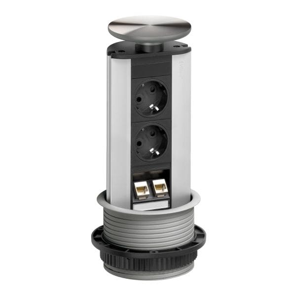 SCHULTE - Port DATA, 2VDE, 2RJ45, Edelstahldeckel