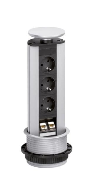 SCHULTE - PortDATA, 3VDE, 2RJ45, si, Deckel si lack.