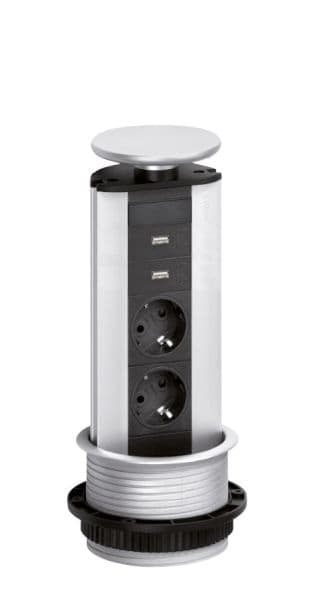 SCHULTE - Port, 2xUSB, 2VDE, si, Deckel, si, lackiert