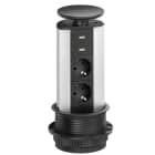 SCHULTE - Port, 2xUSB, 2VDE, si, Deckel sw lackiert