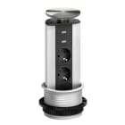 SCHULTE - Port, 2USB-Charger, 2VDE, Edelstahldeckel