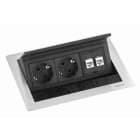 SCHULTE - FlipTopPush, DATA, 2VDE+2RJ45, S, edelstahl