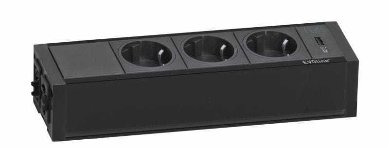 SCHULTE - U-Dock, 3VDE+1USB, sw
