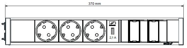 SCHULTE - U-Dock, 3VDE+2, 1ACharger+2Frei, sw