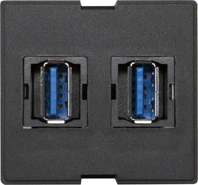 SCHULTE - 1W-Modul, groß, 2xUSB3.0 Bu/Bu, Typ-A
