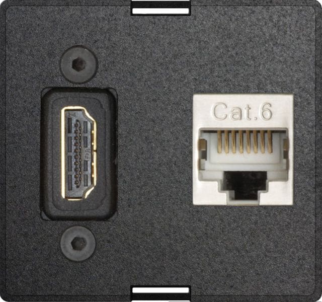 SCHULTE - 1W-Modul, groß, HDMI2.0+RJ45, Bu/Bu