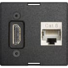 SCHULTE - 1W-Modul, groß, HDMI2.0+RJ45, Bu/Bu