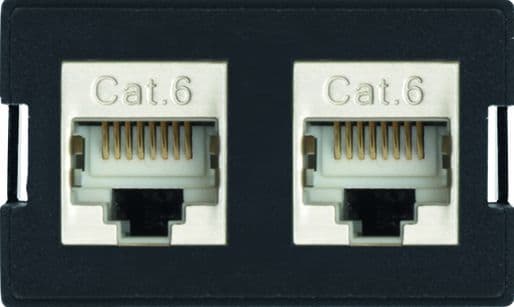 SCHULTE - 1W-Modul, klein, 2xRJ45 Cat6 Bu/Bu