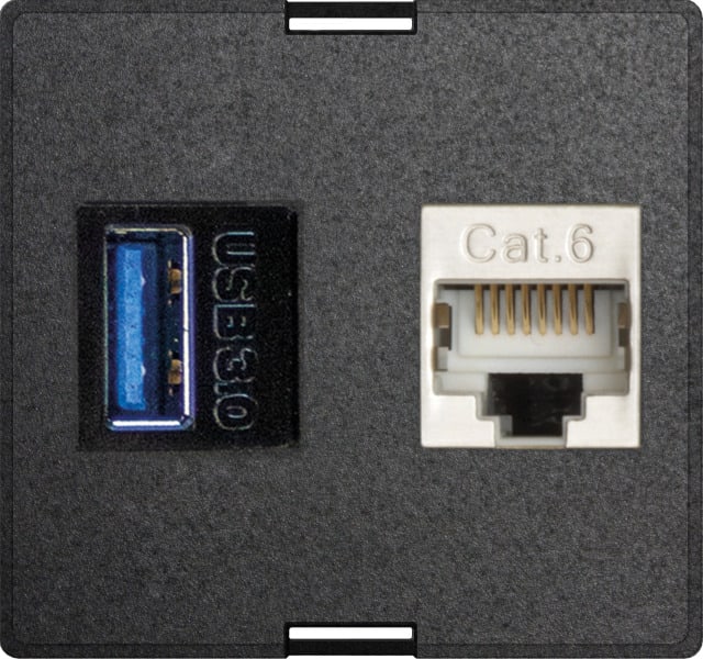 SCHULTE - 1W-Modul,groß,USB3.0+RJ45,Bu/Bu