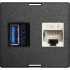 SCHULTE - 1W-Modul,groß,USB3.0+RJ45,Bu/Bu