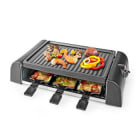 NEDIS - Raclette 1000W 6Pfännchen antihaft Temperatureinst. eckig sw