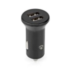 NEDIS - Auto-Ladegerät 2Ausg. 2x2.4A 2xUSB-A 24W