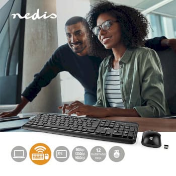 NEDIS - Tastatur/Maus-Set Wireless USB 800/1200/1600dpi(einstellb)sw