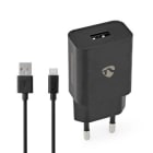 NEDIS - Netzladegerät TypC USB-A 12W MicroUSB-Kab: 1m sw
