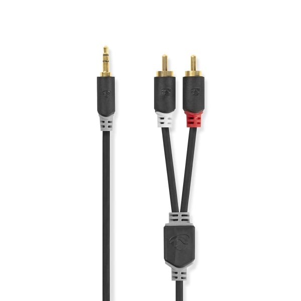 NEDIS - Audiokabel Stereo 3.5mm Stecker - 2xRCA St. vergold. 2m anth