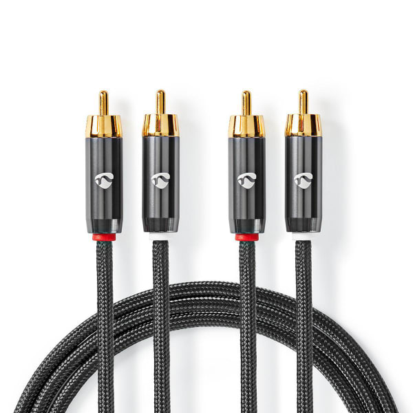 NEDIS - Audiokabel Stereo 2xRCA Stecker - 2xRCA St. vergoldet 2m gr