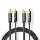 NEDIS - Audiokabel Stereo 2xRCA Stecker - 2xRCA St. vergoldet 2m gr