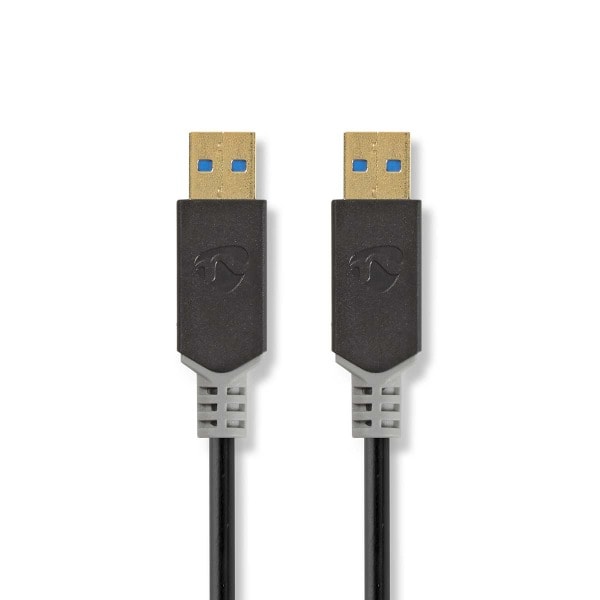 NEDIS - USB-Kabel 3.2Gen1 2xUSB-A St. 5Gbps vergold. PVC 2m anth