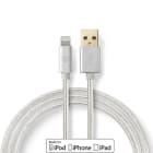NEDIS - Lightning Kabel 8Pin - USB 480Mbps 12W 2.4A vergold. 2m alu