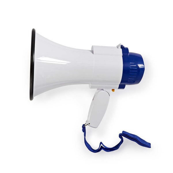 NEDIS - Megaphon 10W 115dB RW:250m Mikro Sirene Aufnahmefunkt. ws-bl