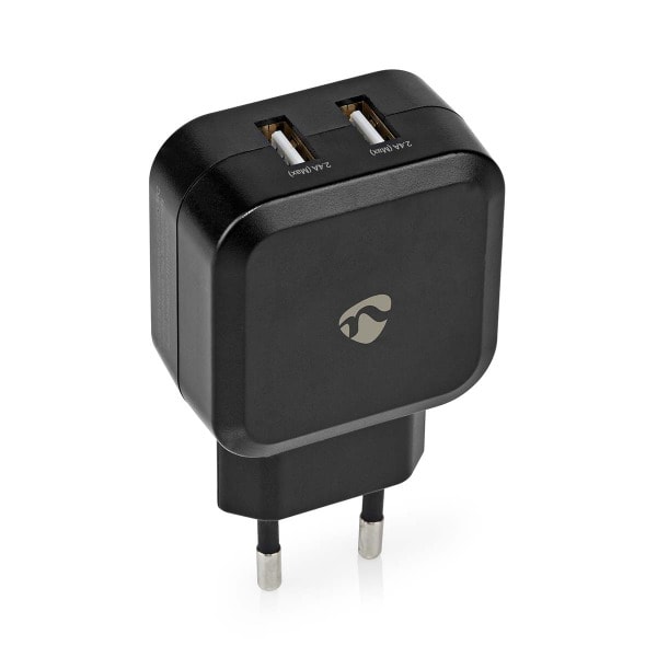 NEDIS - Ladegerät 24W QuickC. 2x2.4AA 2Ausg. 2xUSB-A o.Kabel sw