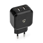 NEDIS - Ladegerät 24W QuickC. 2x2.4AA 2Ausg. 2xUSB-A o.Kabel sw