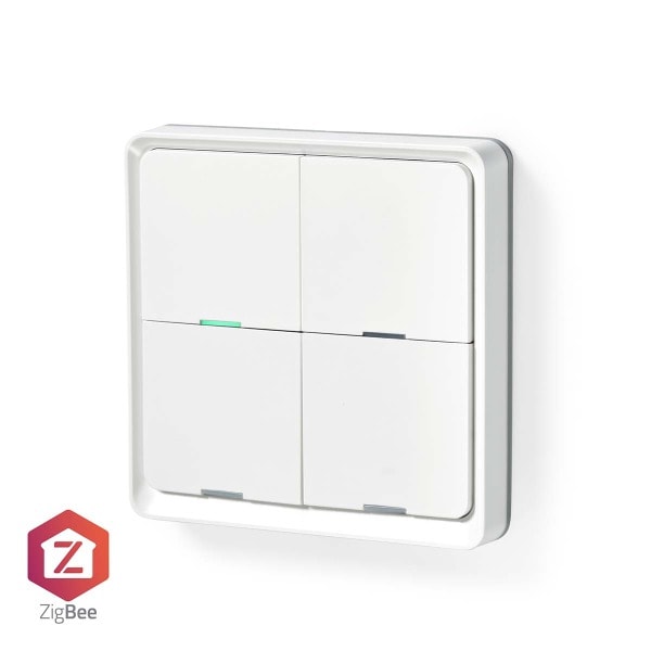 NEDIS - Wandschalter Zigbee Wandh. 85x85mm Andr/iOS ws