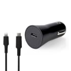 NEDIS - Auto-Ladegerät 1Ausg 1.67/2.22/3A USB-C-P. Lightn8Pin 1m 20W