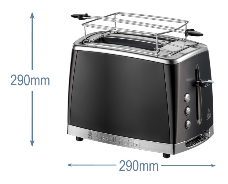 RUSSELL HOBBS - Toaster 2Scheiben 1550W 6St. Auft. Aufw. Brötchenaufsatz sw