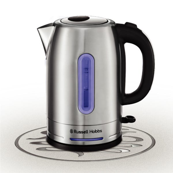 RUSSELL HOBBS - Wasserkocher 2400W 1.7L kabellos Schnellkochfunkt. Metallic