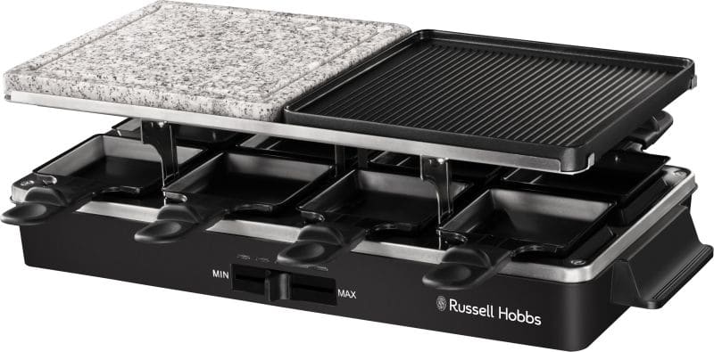RUSSELL HOBBS - Raclette 1400W 8Pfännchen Stein/Grill/Teppanyaki sw