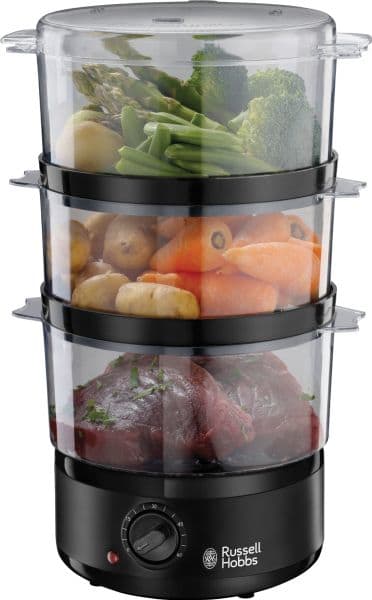 RUSSELL HOBBS - Dampfgarer 400W 7L 3Behälter Reiskorb Timer sw-ed