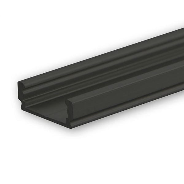 LINEAR TEC - LED Aufbauprofil SURF12 FLAT Aluminium sw eloxiert, 200cm