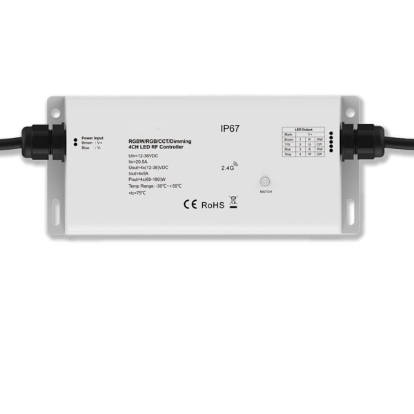 LINEAR TEC - Sys-Pro Funk Mesh PWM-Dimmer IP67, 1-4 Kanal, 12-36V DC 4x5A