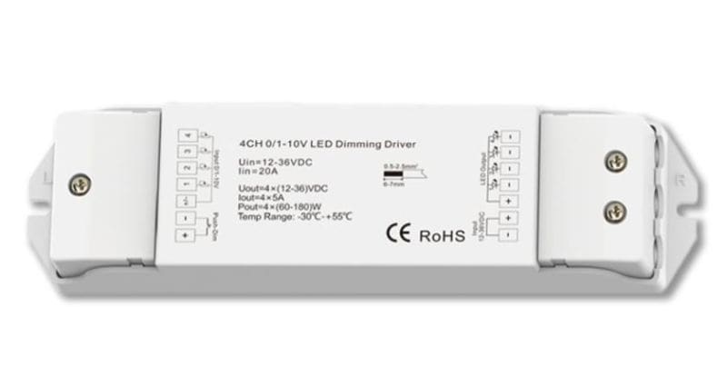 LINEAR TEC - 1xPush / 4x1-10V Input zu 4 Kanal PWM Output, 12-36V DC 4x5A