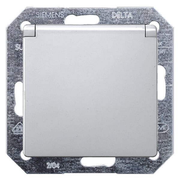SIEMENS - DELTA i-system SCHUKO-Steckdose mit Klappdeckel, aluminiummetallic