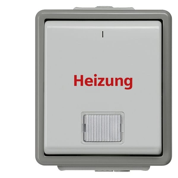 SIEMENS - DELTA fläche IP44 AP Heizungsnotschalter mit Fenster und LED-Einsatz, 2-polig