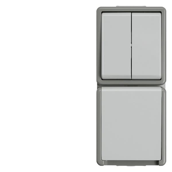 SIEMENS - DELTA fläche IP44 AP Kombination Serienschalter und SCHUKO-Steckdose, senkrecht